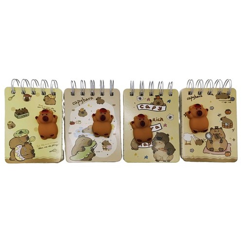 Блокнот на спіралі з іграшкою-антистрес "Капібара" 10,5*7см, 70арк.