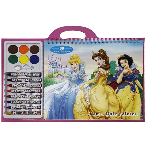 Набір для творчості: Розмальовка "Принцеси" 31*21см, 12арк., фарба 6кол., олівець воск.8кол.
