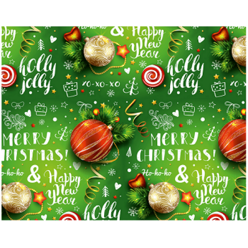 Подарунковий папір 70*100см "Merry Christmas - XO-XO-XO"