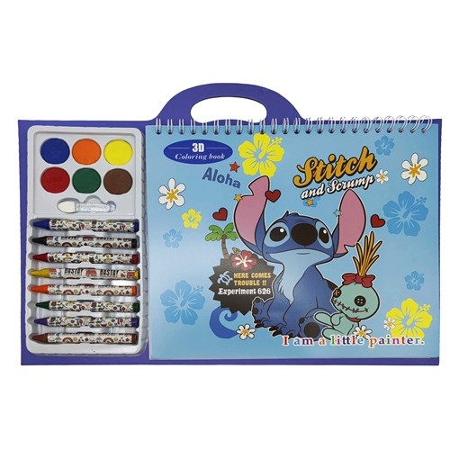 Набір для творчості - Розмальовка "Стич"  31*21см, 12аркуш. фарба 6кол., каранд.віск.8кол. 