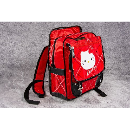 Рюкзак школьный с пеналом-косметичкой "Котик" красный 28,5*36*12,5см