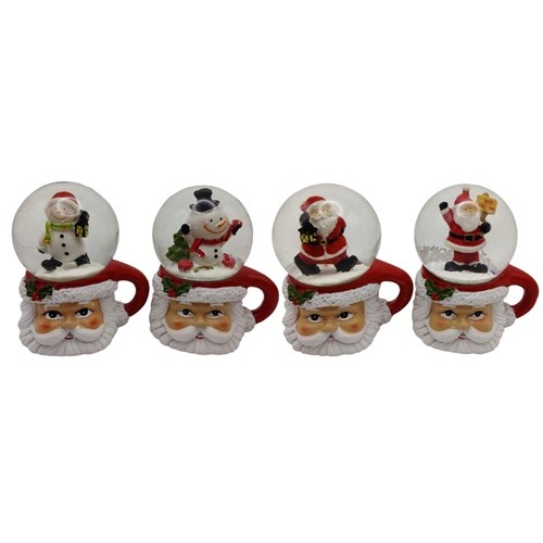 Сувенір "Куля снігова 65мм - Санта, Сніговик з ручкою"