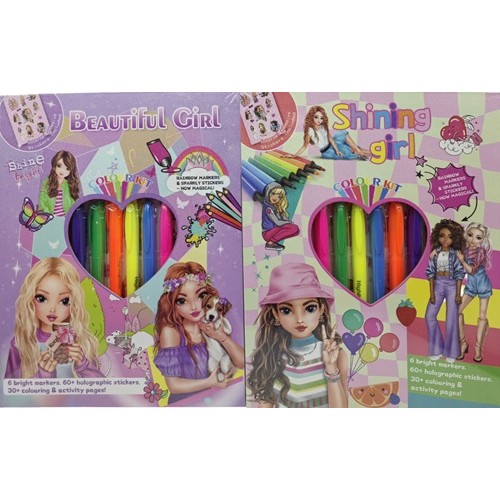 Набір для творчості "Супер дівчинка" 28*23см - альбом 40арк+1арк.наліпки.,6шт.фломастери