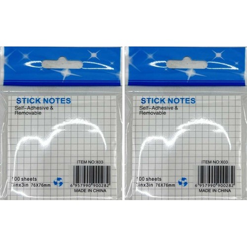 Бумага для заметок, стикер-блок "Клетка" 76*76мм 80 листов