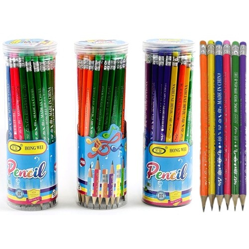 Карандаш чернографитный НВ с резинкой "Яркий" 48шт.в банке