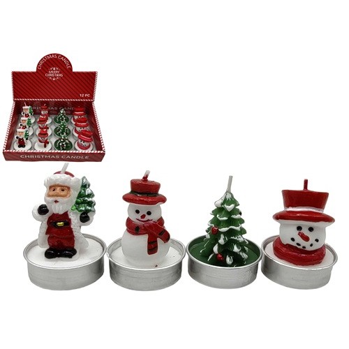 Свічка новорічна фігурна парафінова "Санта, Сніговик, Ялинка" 5,5см