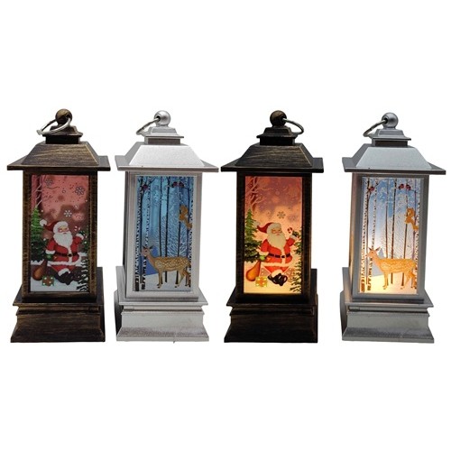 Ліхтар декоративний новорічний світящ.LED "Санта,Олень" 12,5*5,5см