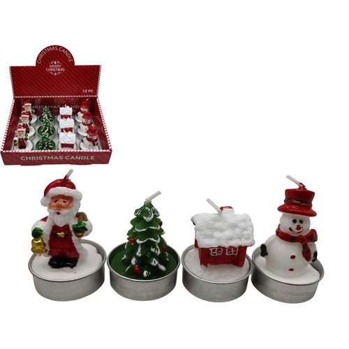 Свічка новорічна фігурна парафінова "Санта,Сніговик,Ялинка,Будиночок" 5,5см