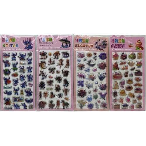 Наклейки дутые "Единорог/машины/панда/техника/звери/цветы/торт/мемы/Стич" 9,5*18см