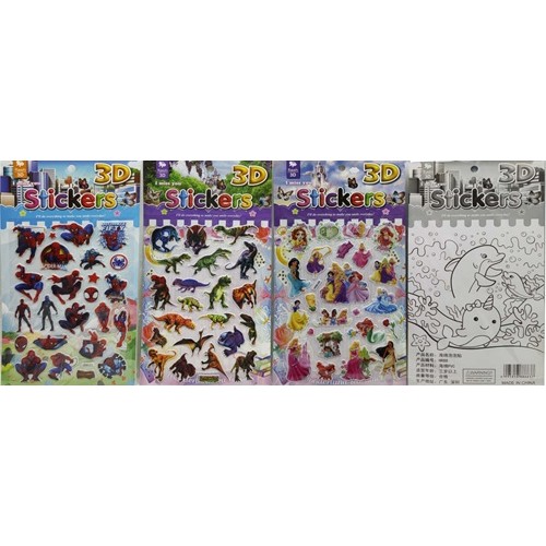 Наклейка объемная-раскраска "Зверята/Космос/Рыбы/Цифры/Принцессы" 15*28см