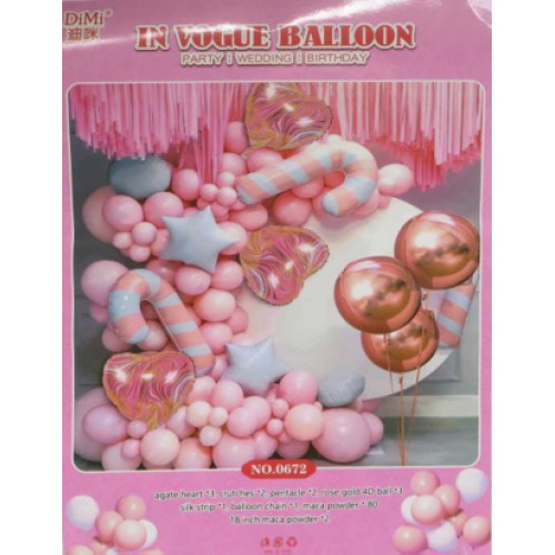 Фотозона из воздушных шаров "Розовые сладости" 80шт.роз.,металлик зол.,тёмно-роз.+5м лента