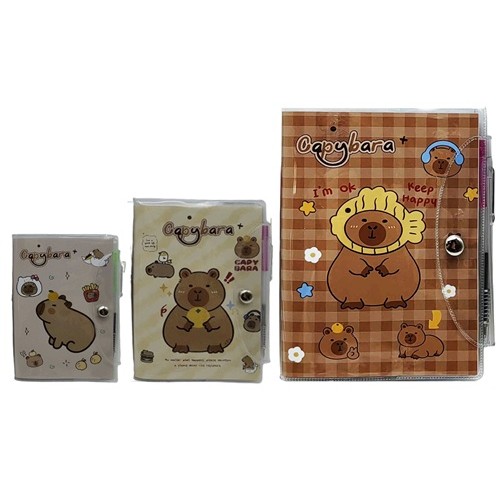 Блокнот на кнопці з ручкою "Капібара" 7,5*10см, 60 аркушів, лінія