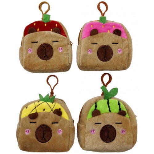 Брелок - гаманець м'який "Капібара-фрукти" 10см