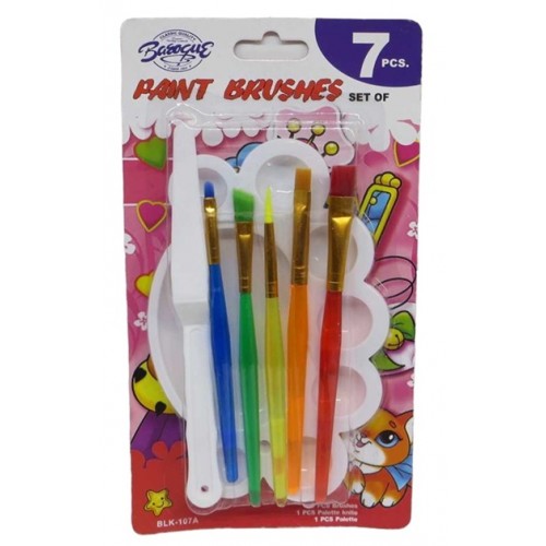 Набір пензликів для малювання - синтетика 5штук, палітра, стек