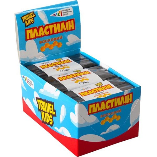 Пластилін восковий "Travel Kids" чорний 30г "Гамма"