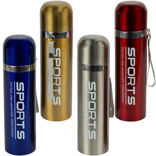 Термопляшка 25,5*6,5см, 500мл із нержавіючої сталі з кнопкою для пиття