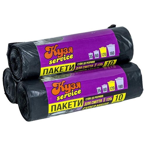 Пакети для сміття надміцні 70*110см 120л 10 штук TM STARK/Кузя