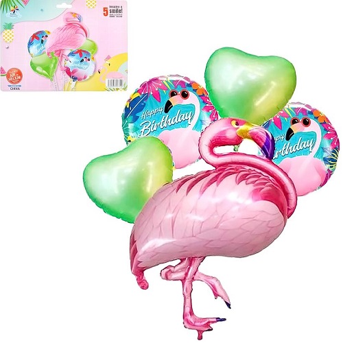 Набор шариков фольгированных 5шт. "Фламинго"