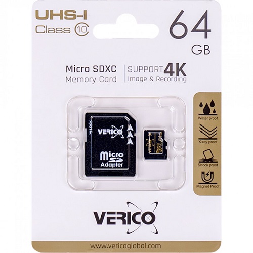 Карта памяти Verico MicroSDXC 64GB Cl10 (UHS-1)+SD adapter 1MCOV-MAX963-NN