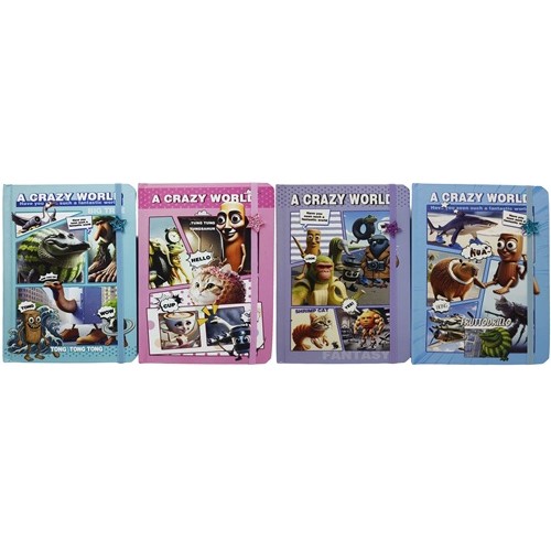 Блокнот на гумці з зірочкою А5 "A crazy world" 80аркуш., клітинка+лінія