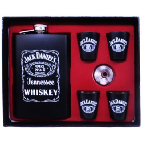 Набор Jack Daniels: фляга 270мл+4 рюмки+лейка