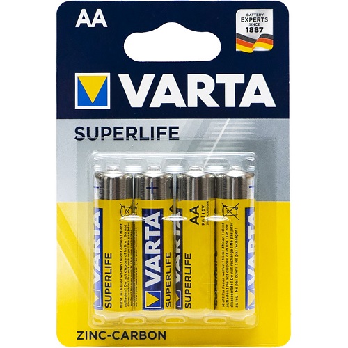 Батарейки R6 Varta Superlife ZnCb AA 4 шт/блистер