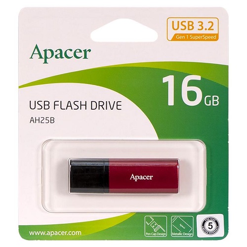 Флешка Apacer USB 16Gb AH25B Red AP16GAH25BR-1