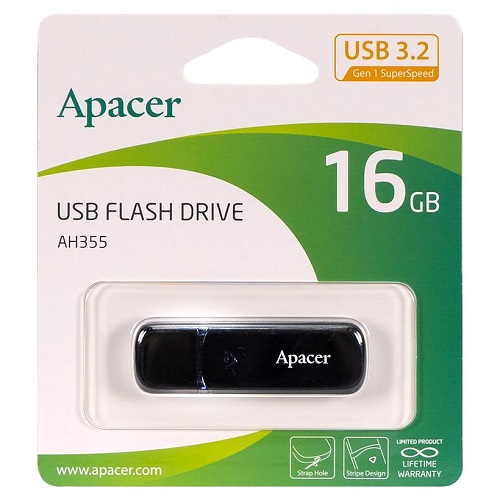 Флешка Apacer USB 16Gb AH355 Black AP16GAH355B-1