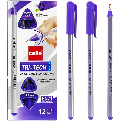 Ручка шариковая на масляной основе «TRI-TECH» EN71, фиолетовая Cello