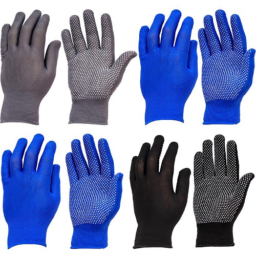 Перчатки рабочие ПВХ в белую точку три цвета (синие/серые/черные)