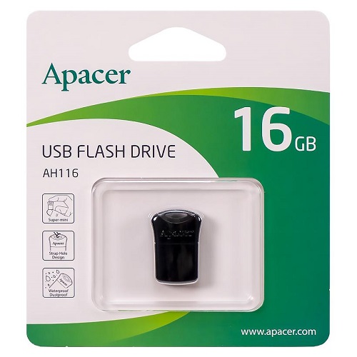 Флешка Apacer USB 16Gb AH116 Black AP16GAH116W-1