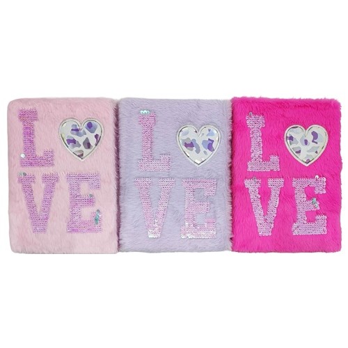 Блокнот А5 "Серце Love" 80 аркушів, клітинка, хутряна обкл.