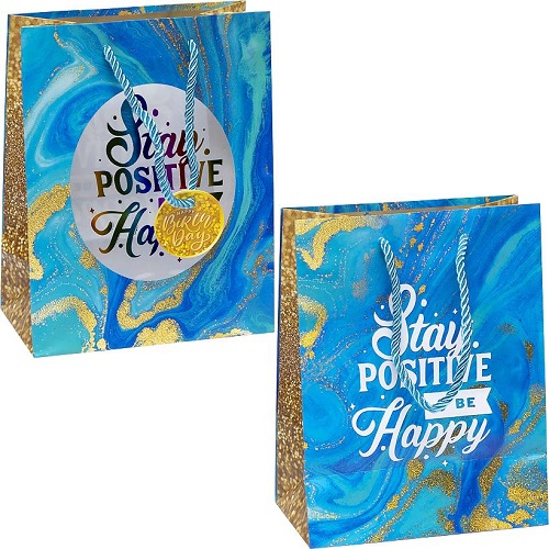 Пакет подарунковий "Stay positive be Happy" 18*23*10см