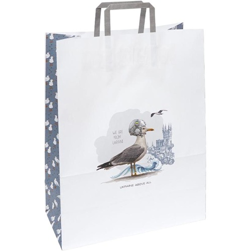 Пакет паперовий КРАФТ білий "WE ARE FROM UKRAINE" 32*15*42см