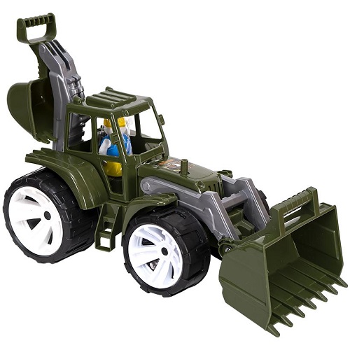 Детская игрушка "Трактор BAMS 2 ковша" военный, 37*20*20см
