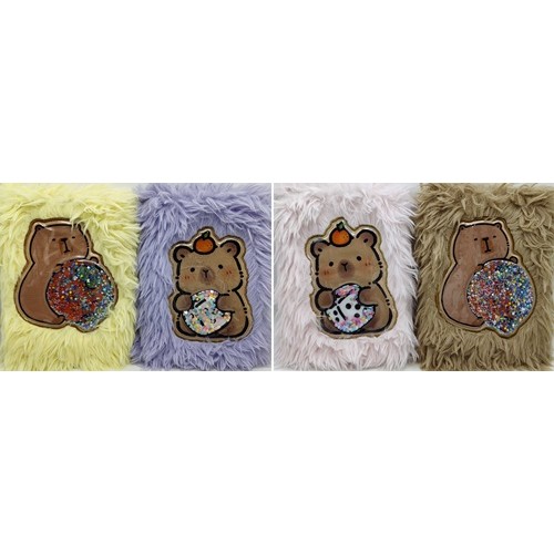 Блокнот хутряна обкладинка А5 "Сипкі блискітки-Капібара" 80арк., клітинка