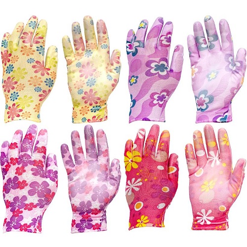 Перчатки прорезиненные женские с рисунком "Цветы"