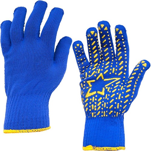 Рукавички робочі трикотажні із ПВХ-рисунком сині