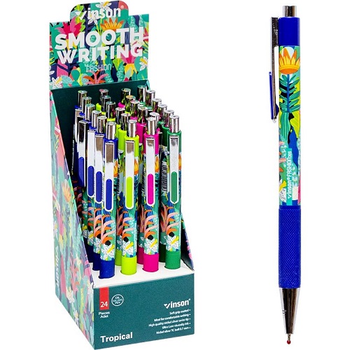 Ручка масляная Tropical 0,7мм, синяя автоматическая VINSON 