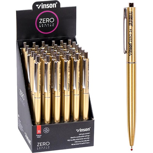 Ручка масляная ZERO в золотом корпусе, синяя VINSON 