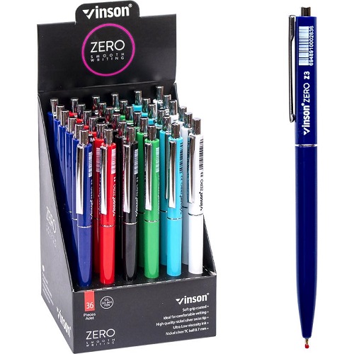 Ручка масляная ZERO в цветном корпусе, синяя VINSON 