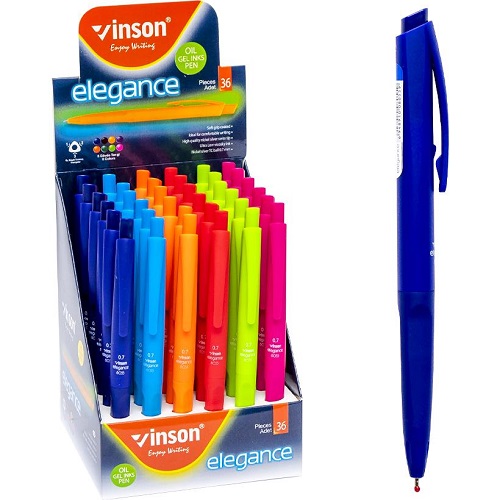 Ручка масляная ELEGANCE 0,7мм, синяя автоматическая  VINSON 