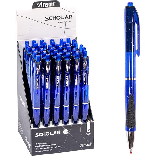 Ручка масляная "SCHOLAR", синяя автоматическая  VINSON 