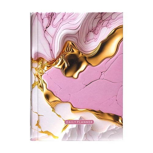 Щоденник "Рожевий мармур" 2024 датований А6 тв.обл. 160л., клітина