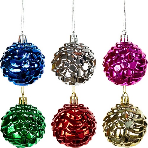 Набір іграшок ялинкових 6шт "Кулі-кольорові" Ø6см