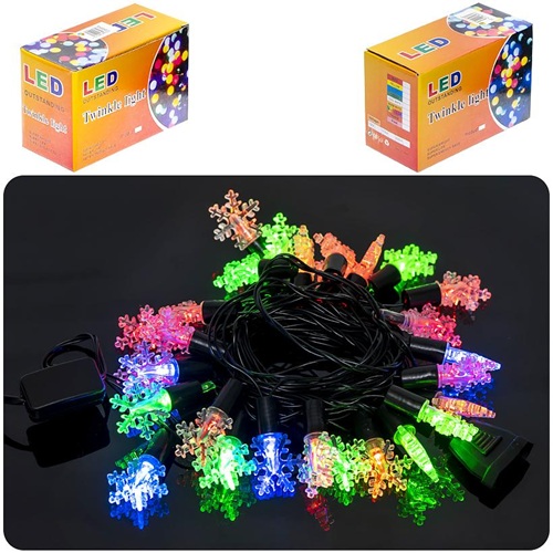 Гирлянда электрическая "Снежинки" 28шт 5м черная, цветная