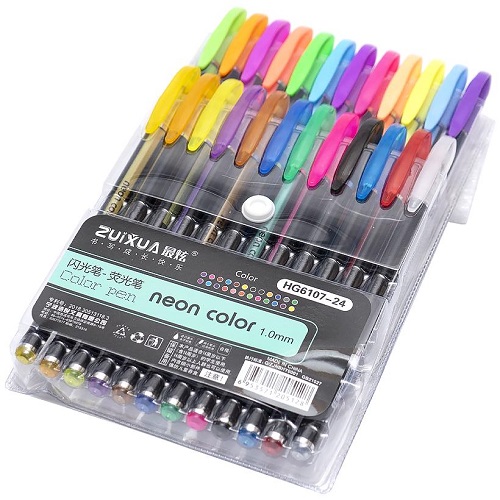 Набір ручок гелієвих 24 кольори (12кол неон+12кол гліттер) Neon color