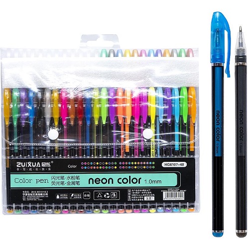 Набір ручок гелієвих 48 кольорів (24кол неон+24кол гліттер) Neon color