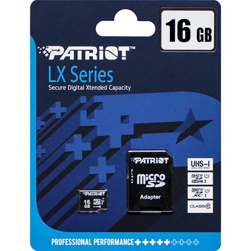 Карта пам'яті Patriot MicroSDHC 16GB UHS-I (Class 10) LX Series +SD adapter