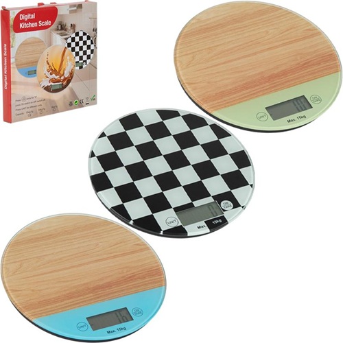 Весы кухонные электронные круглые Ø18см, стеклянные до 15кг